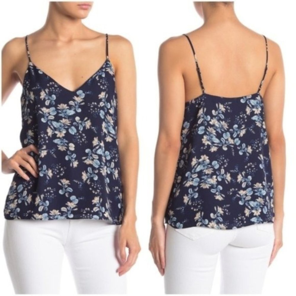 Socialite Atlas Blue V-Neck Floral Camisole Sz L - Picture 1 of 8